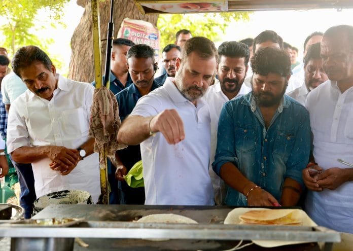 Rahul Gandhi making Dosa