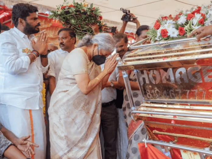Nirmala Sitharaman Pays Last Respects To Tamil Nadu Leader Vijayakanth On PM's Behalf